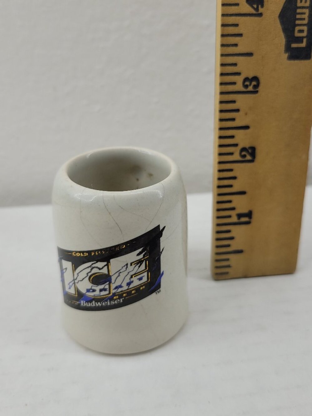 Vintage Bud Ice Beer Stein Miniature Shot Glass Collection Budweizer Stoneware